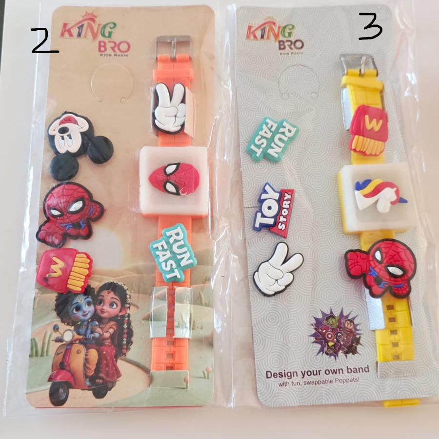 Light rakhi bands with changeable charms - Single pack