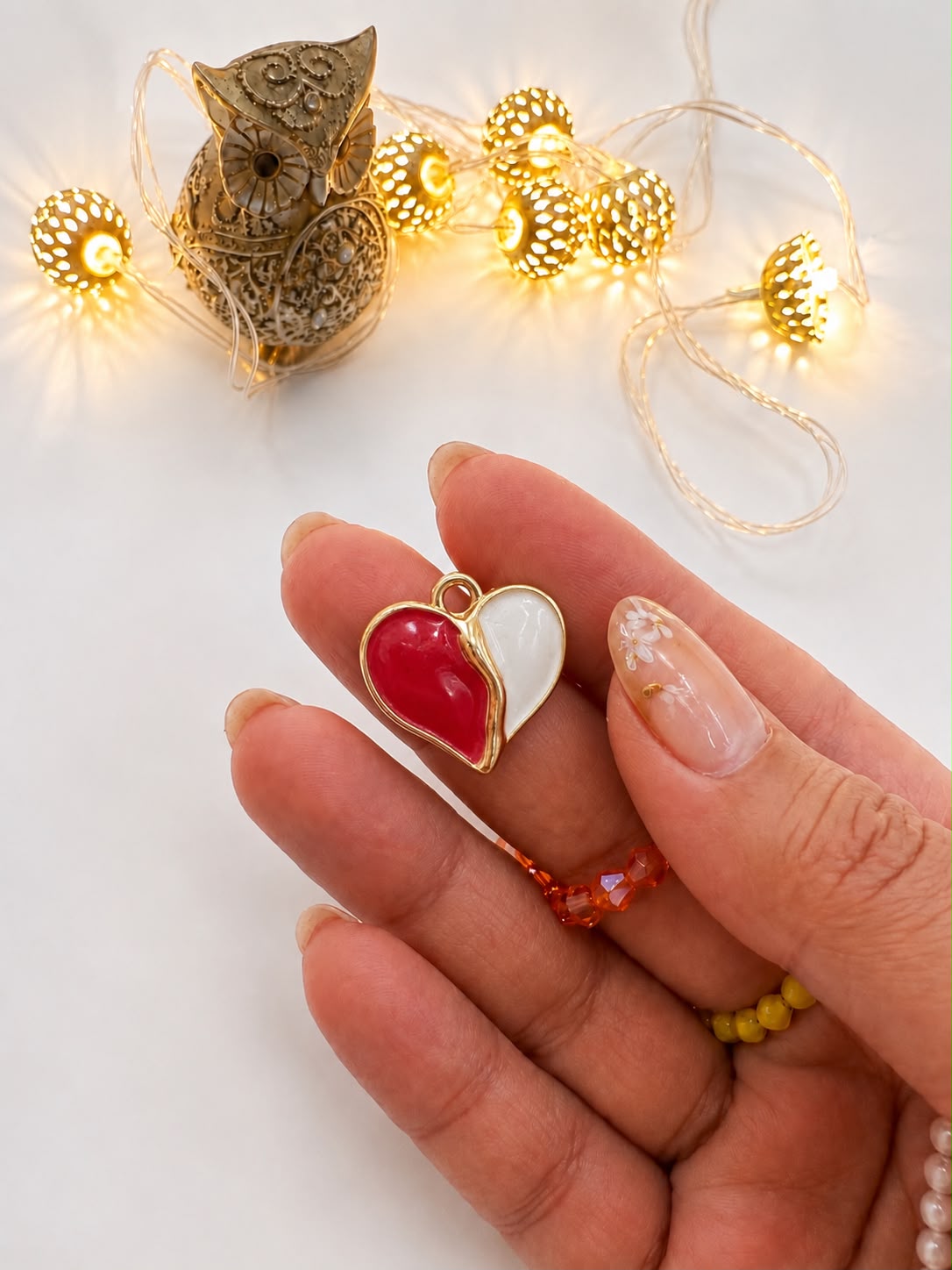 Two-Tone Heart Enamel Charms | Size : 16mm | Clip-On Charm with lobster lock
