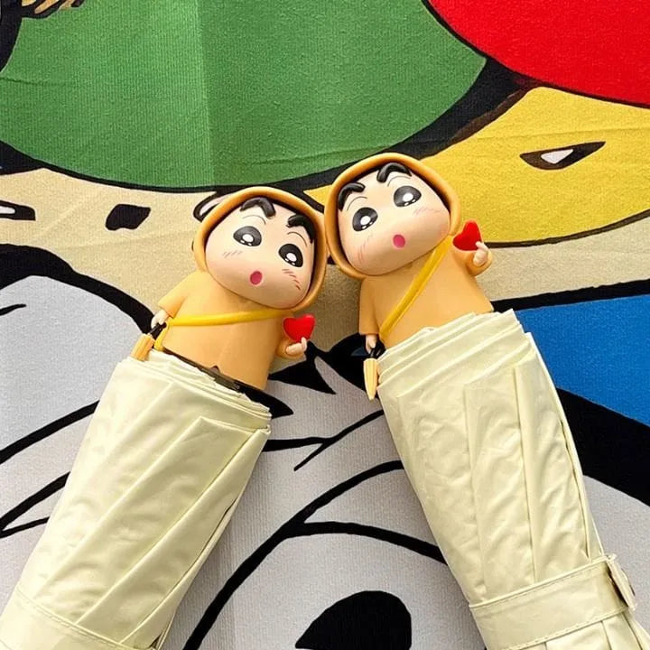 Two cartoon characters with a colorful abstract background