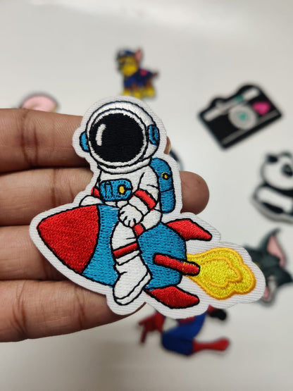 DIY HOK Cartoon Gold Chenille Embroidery Patch Varsity Iron on Sew on Decorative Repair Applique Patches with Gold Border for Clothing Bags DIY Art & Craft