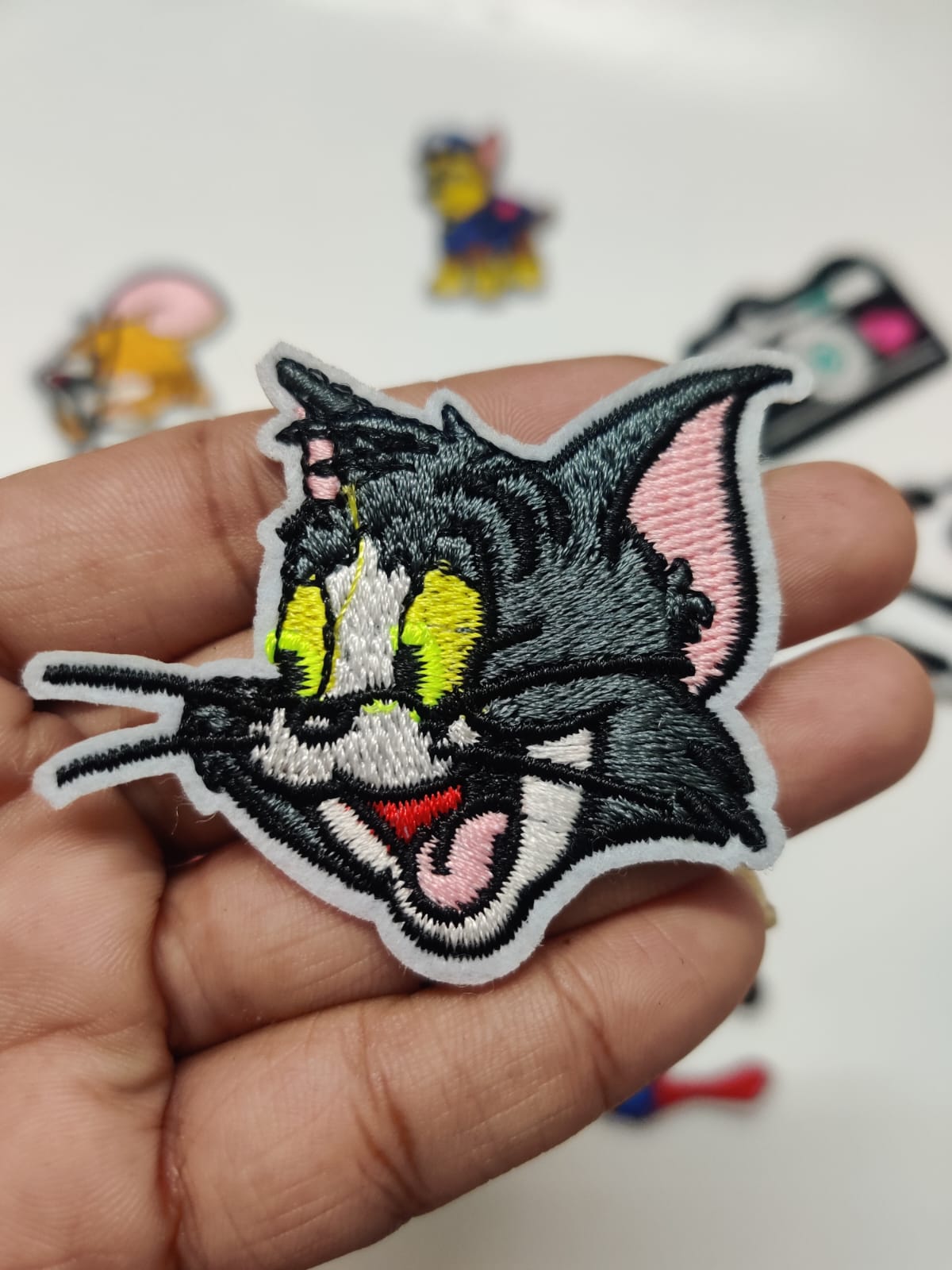 DIY HOK Cartoon Gold Chenille Embroidery Patch Varsity Iron on Sew on Decorative Repair Applique Patches with Gold Border for Clothing Bags DIY Art & Craft