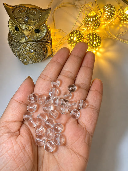Plain Glass Beads - Pack of 25 beads and a thread | 8mm Beads