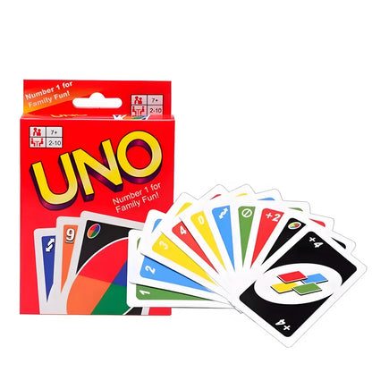 UNO family game set with the red product box and several colorful cards fanned out on a white background.