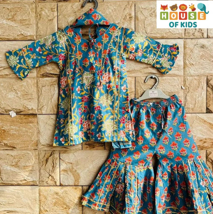 Girls Kurti Sharara with Dupatta Set