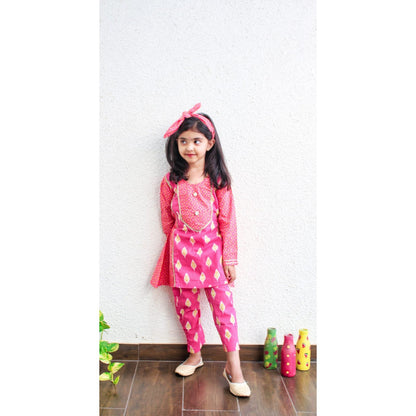 Girls Kurti Pant Set with Matching Hairband