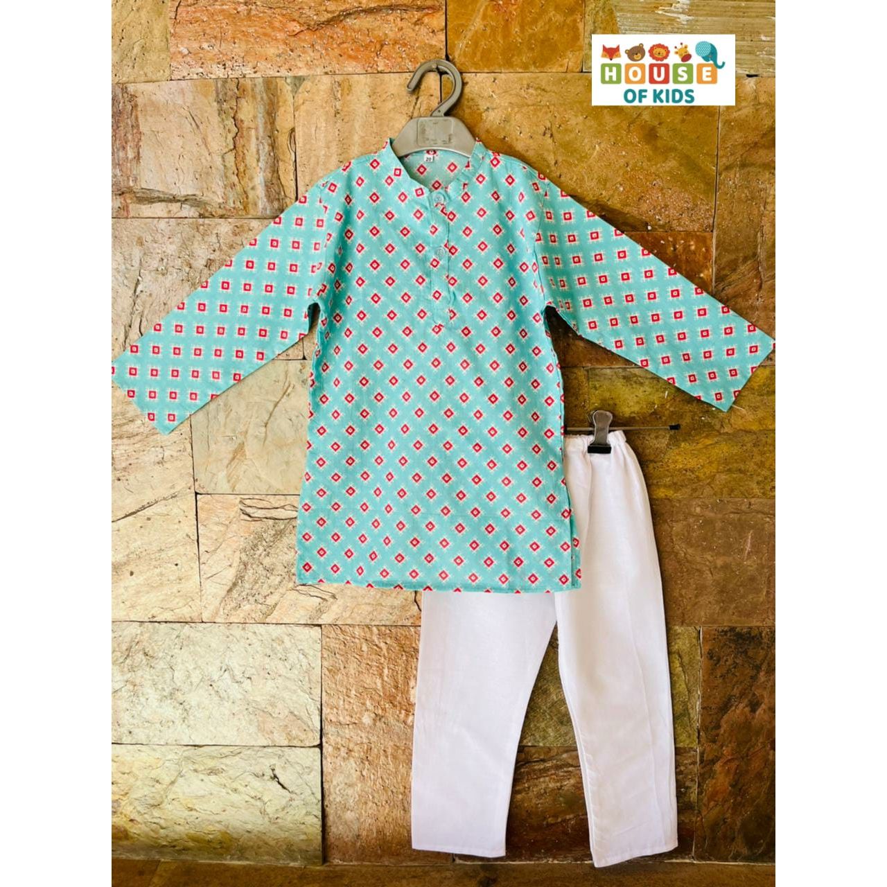 Boys Traditional Bandhej Print Kurta Pajama Set