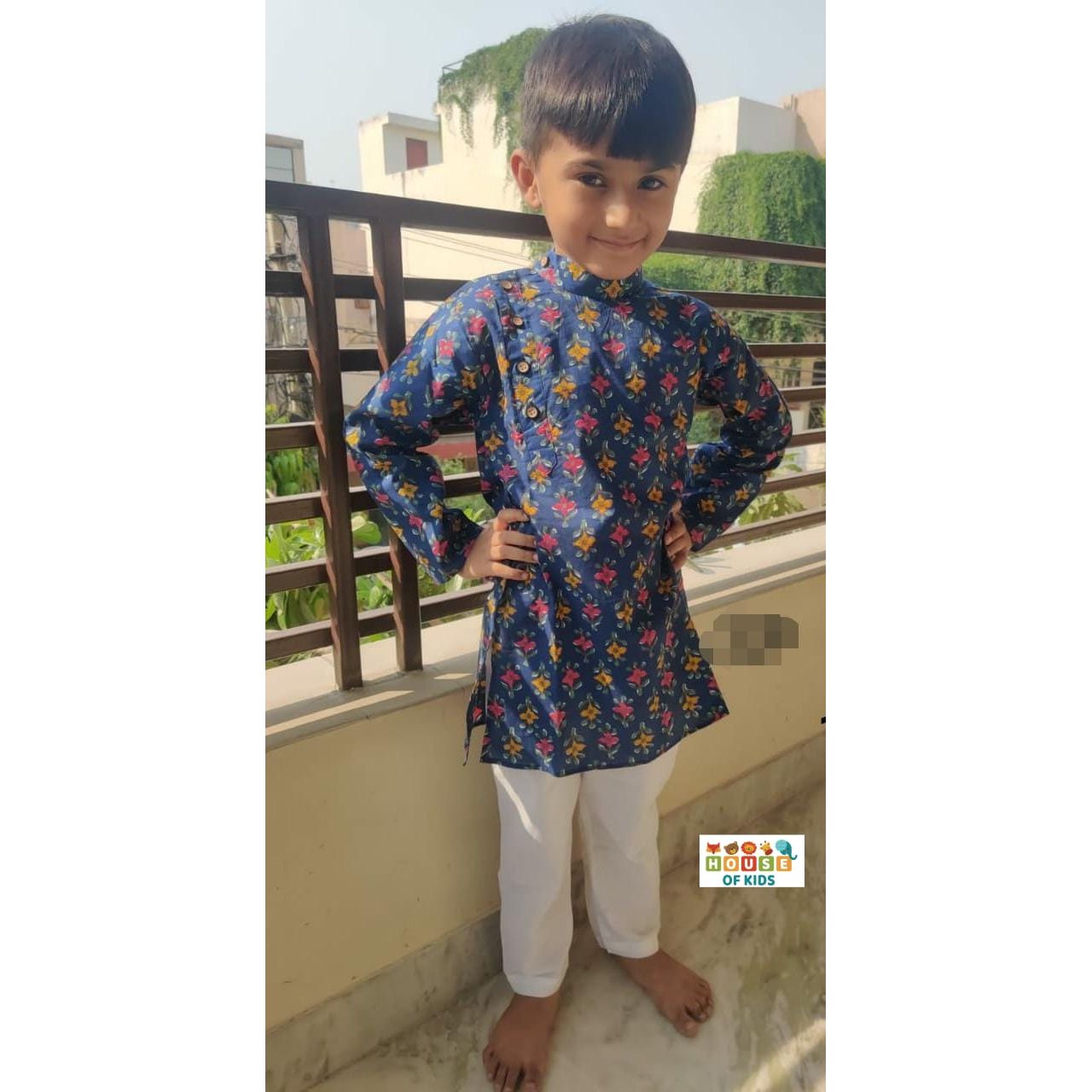 Boys Side Button Kurta Pajama Set