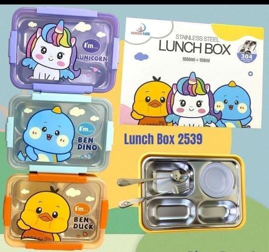 Stainless Steel 4 Compartment Lunch Box 1000ml