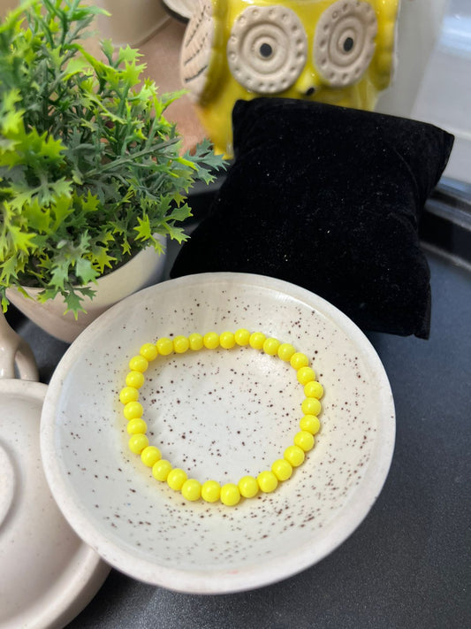 Yellow Plastic Beads Bracelet - Stretchable (Perfect for Dailywear)