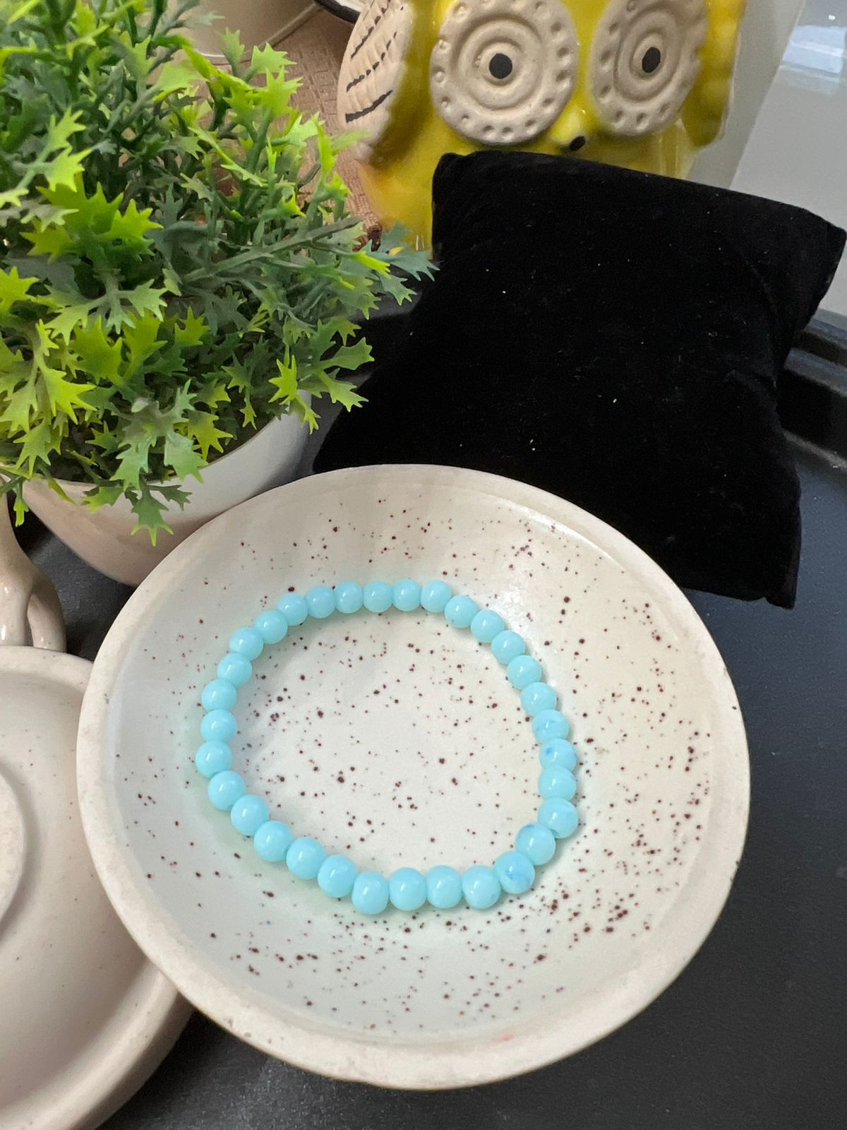 Sky Blue Plastic Beads Bracelet - Stretchable (Perfect for Dailywear)