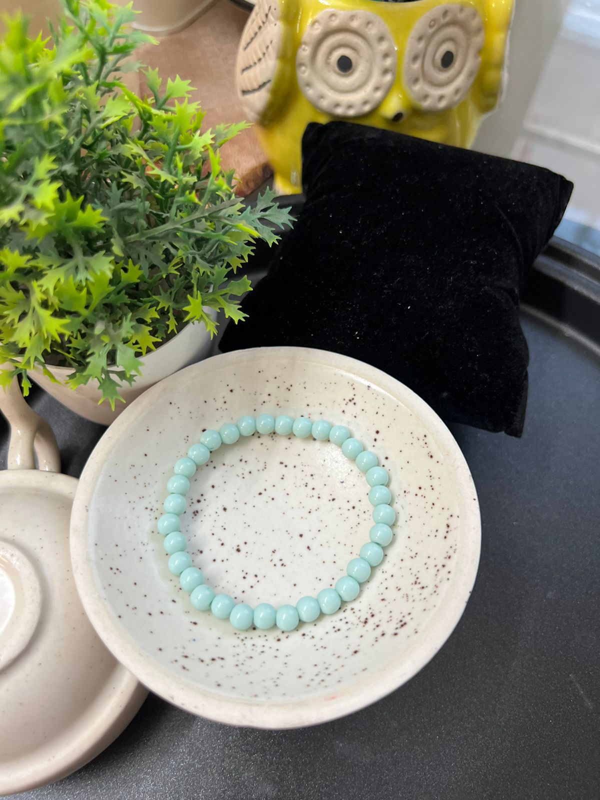 Pastel Blue Plastic Beads Bracelet - Stretchable (Perfect for Dailywear)