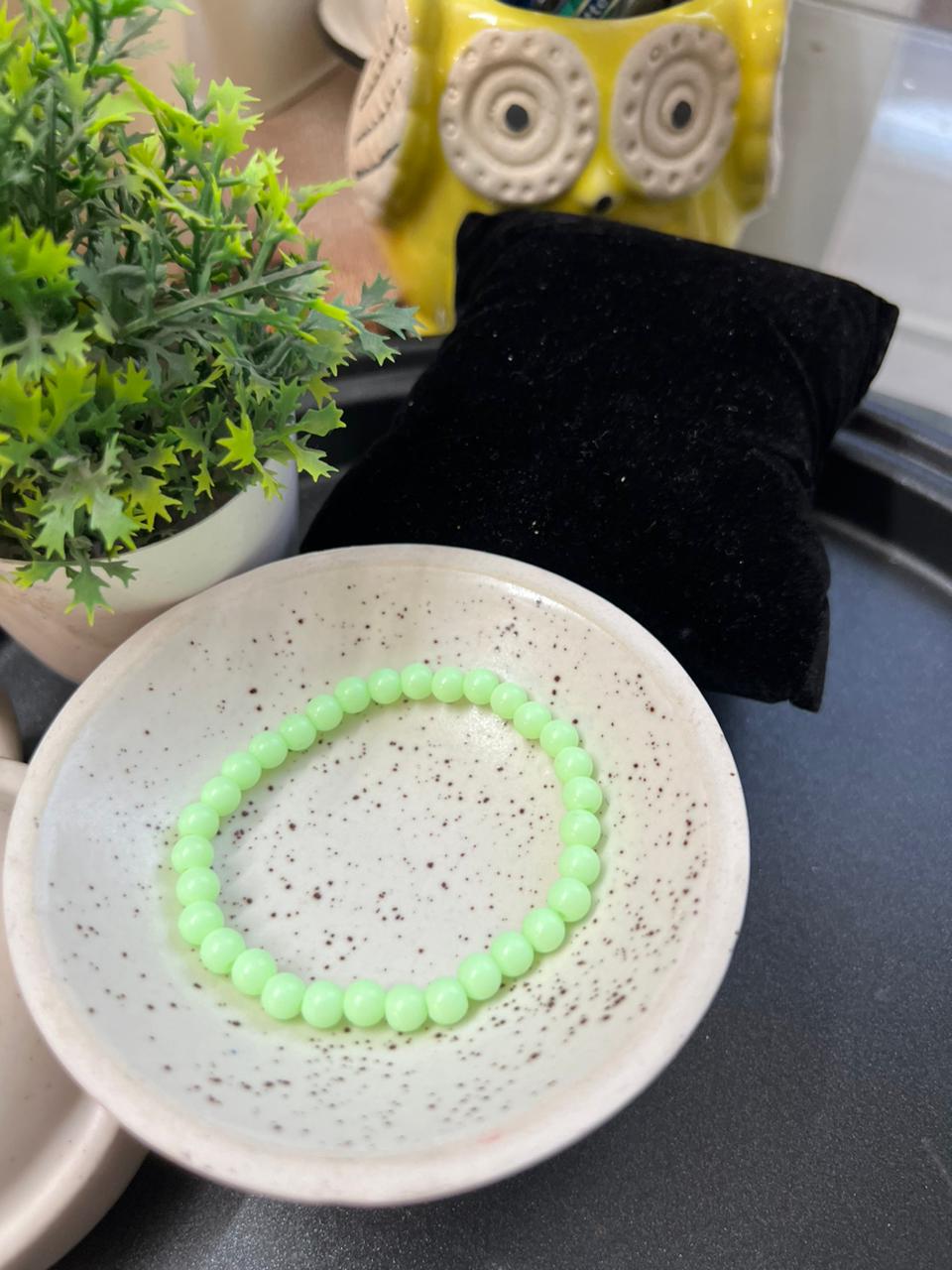 Pastel Green Plastic Beads Bracelet - Stretchable (Perfect for Dailywear)