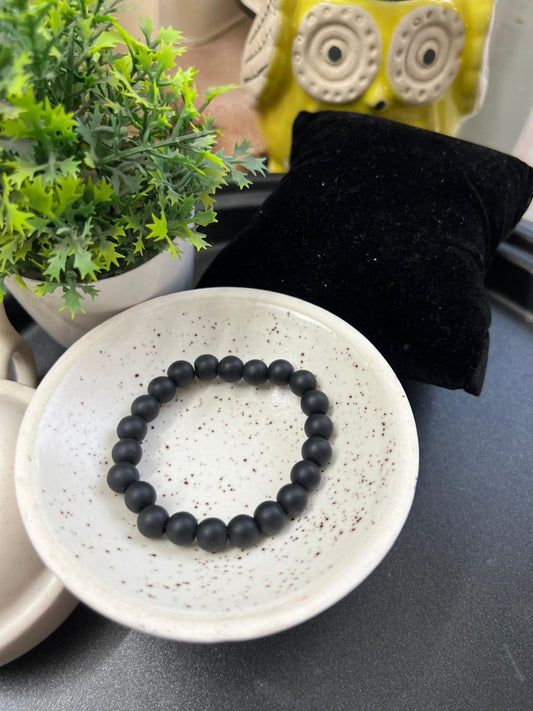 Matte Black Beads Bracelet - Stretchable (Perfect for Dailywear)