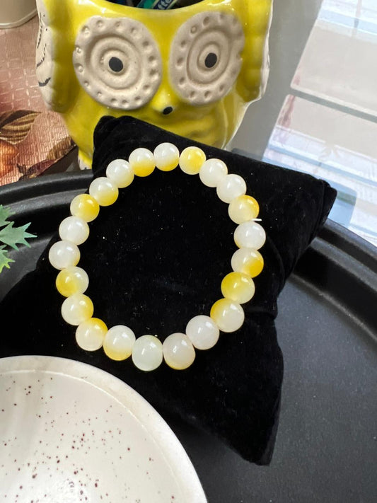 Yellow Shaded Beads Bracelet - Stretchable (Perfect for Dailywear)