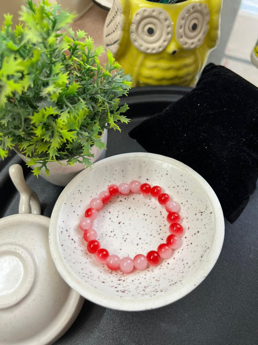 Red Shaded Beads Bracelet - Stretchable (Perfect for Dailywear)