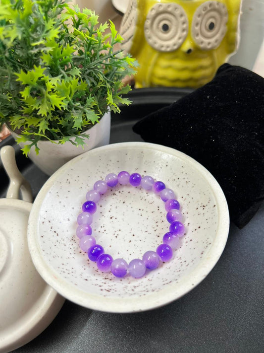 Purple Shaded Beads Bracelet - Stretchable (Perfect for Dailywear)