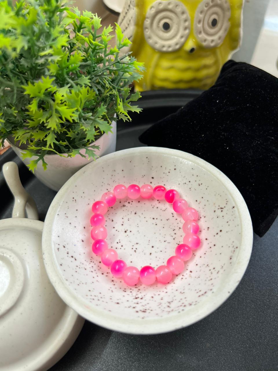 Pink Shaded Beads Bracelet - Stretchable (Perfect for Dailywear)