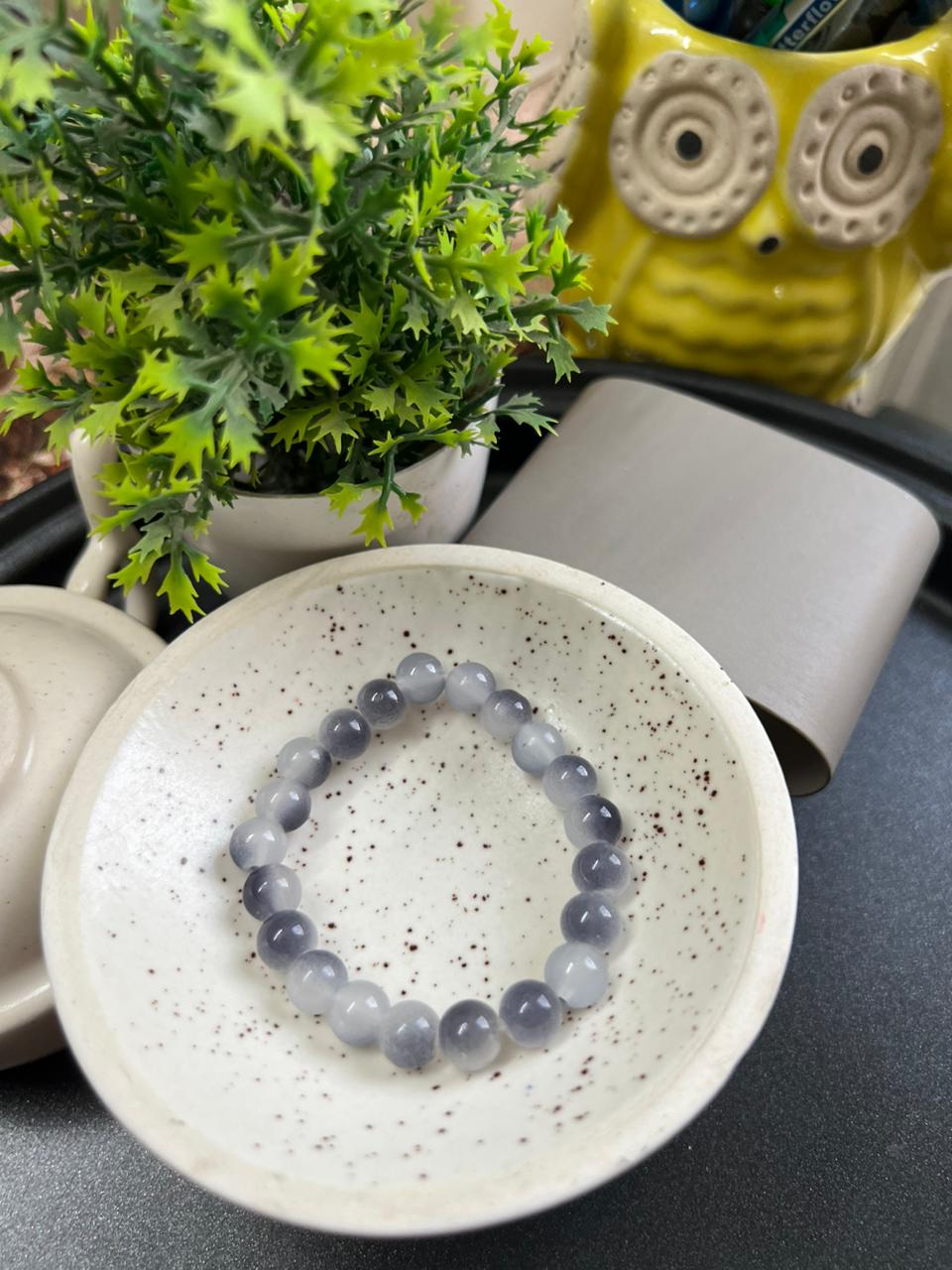 Grey Shaded Beads Bracelet - Stretchable (Perfect for Dailywear)