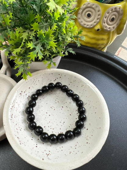 HOK Plain Black and White Beads Bracelets - 8mm