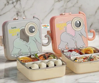 Kids Double Decker Stainless Steel Bento Lunch Box 1120ml+70ml