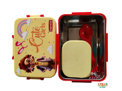 Kids Divine Small Stainless Steel Lunch Box with Steel Veggie Box- 1300 ml