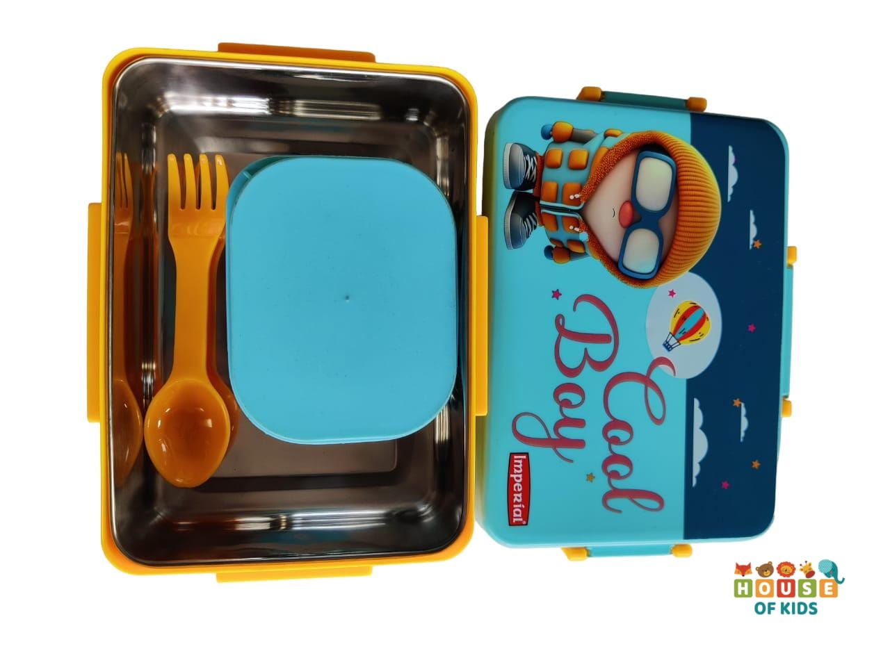 Kids Divine Small Stainless Steel Lunch Box with Steel Veggie Box- 1300 ml