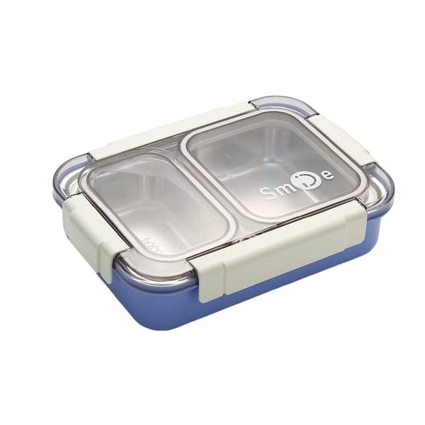 HOK 2 Compartment Stainless Steel Leakproof Bento Lunch Box With Steel Spoon