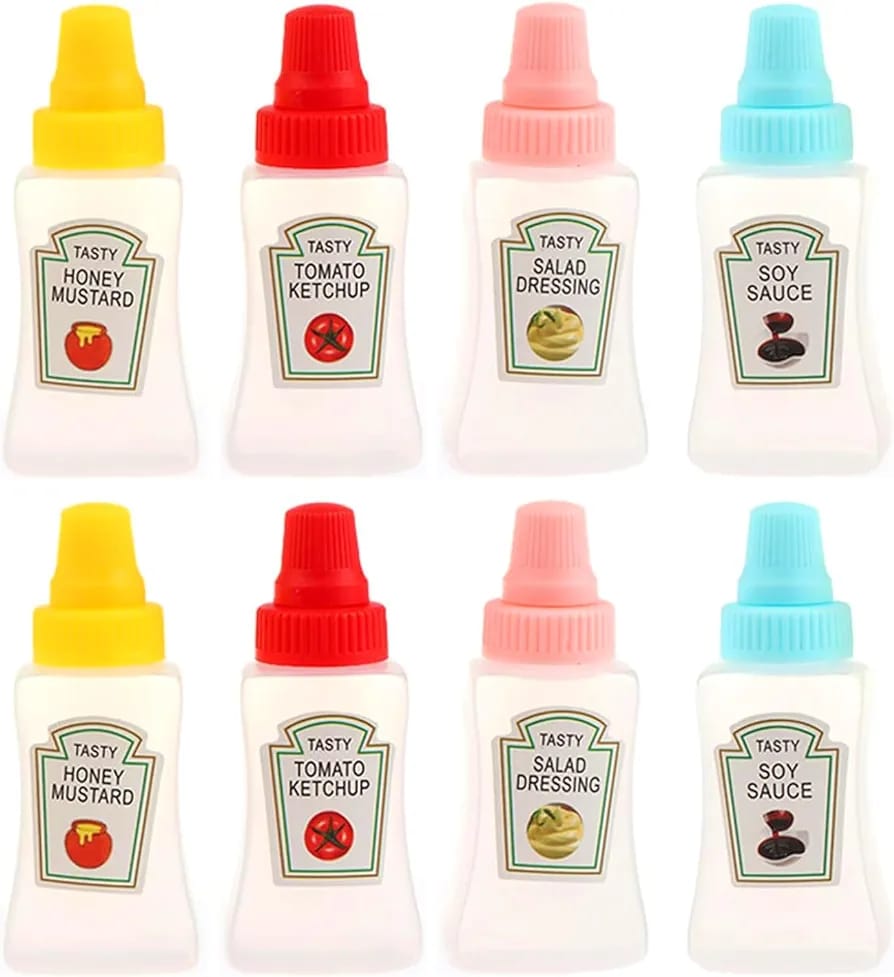 HOK 2pc Mini Ketchup Bottle Small Condiment Squeeze Bottle