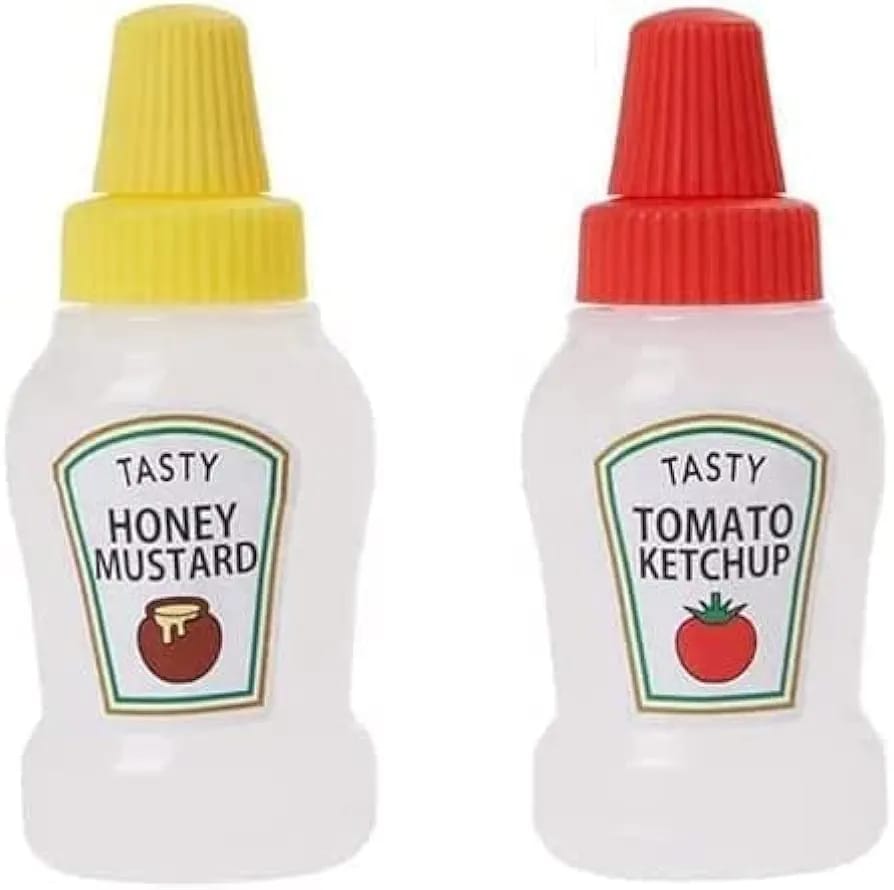 HOK 2pc Mini Ketchup Bottle Small Condiment Squeeze Bottle