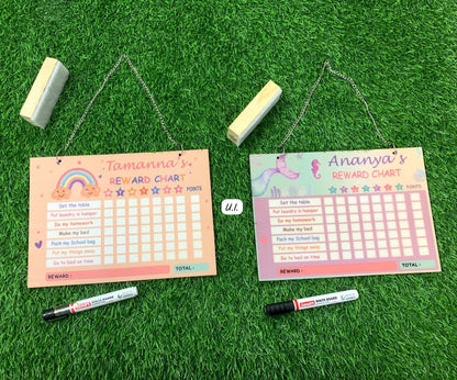 Personalized Rewards Chart with Duster & Marker Combo with attached Chain