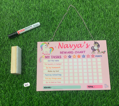 Personalized Rewards Chart with Duster & Marker Combo with attached Chain