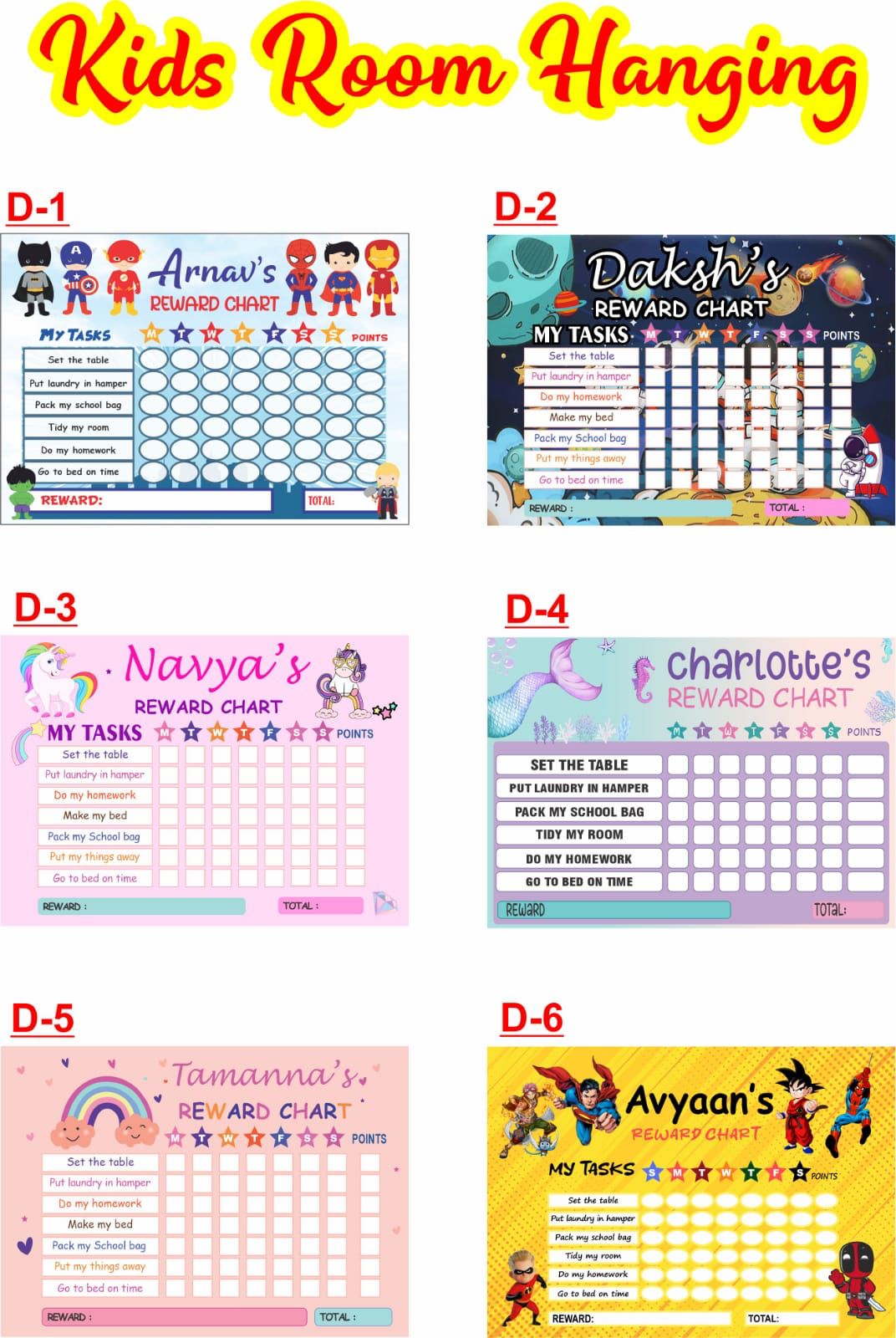 Personalized Rewards Chart with Duster & Marker Combo with attached Chain