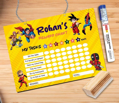 Personalized Rewards Chart with Duster & Marker Combo with attached Chain