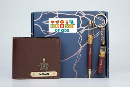 HOK Nexon Men's Wallet, Zari Pen & Zari Keychain Combo