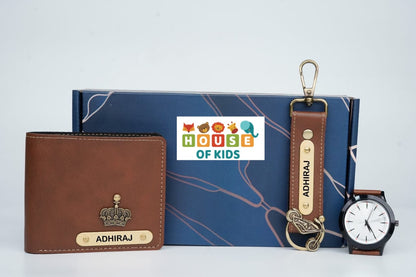 Nexon Mens Wallet + Nexon Keychain with Hook + Classy Leather Mens Watch