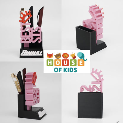 HOK Personalized 3D Printed Best Bro and Best Sis Pen Stand