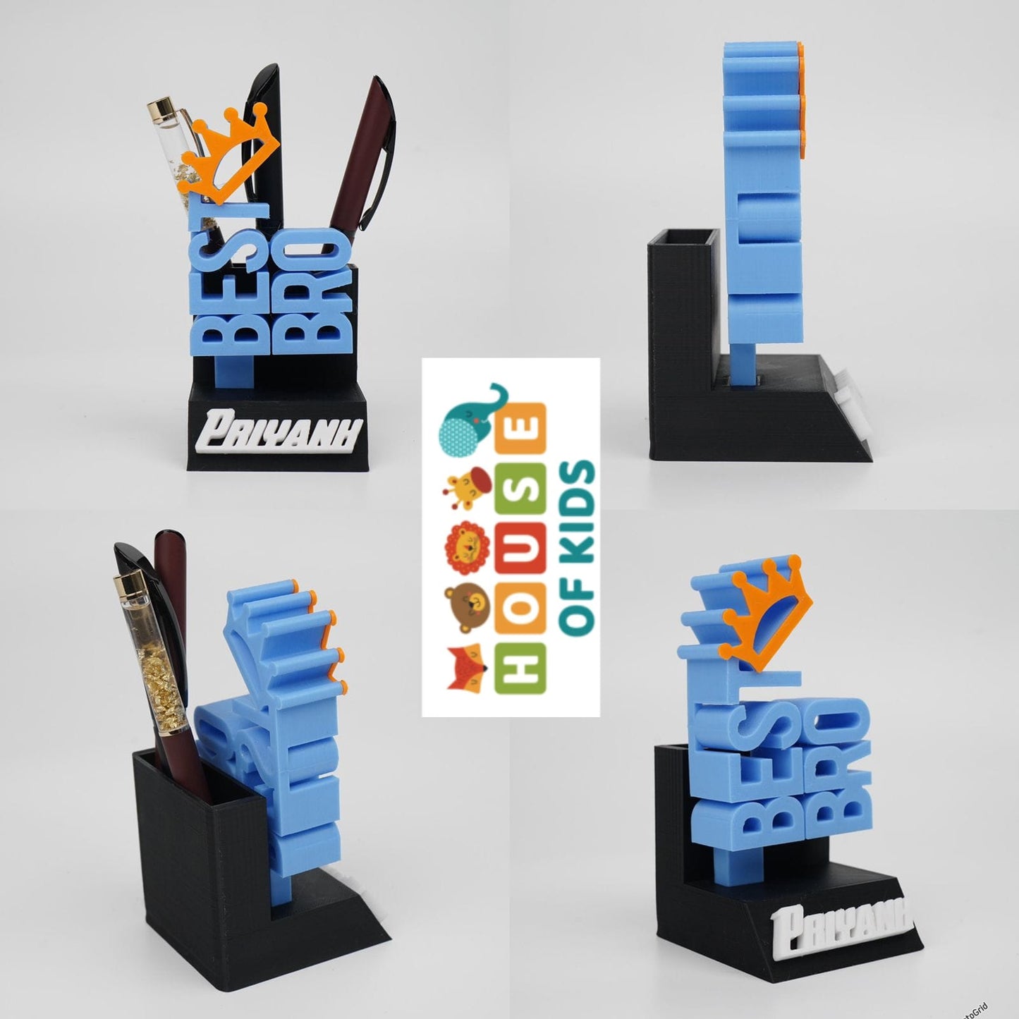 HOK Personalized 3D Printed Best Bro and Best Sis Pen Stand