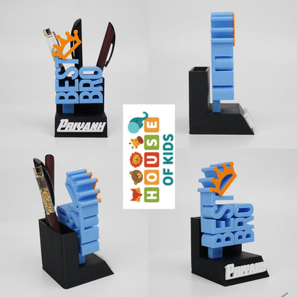 HOK Personalized 3D Printed Best Bro and Best Sis Pen Stand