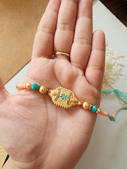 HOK Beautiful Peach Color Rakhi