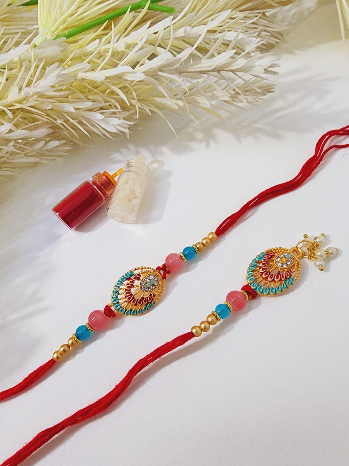 HOK Beautiful Couple Rakhi-Rakhi and Lumba For Bhaiya & Bhabhi