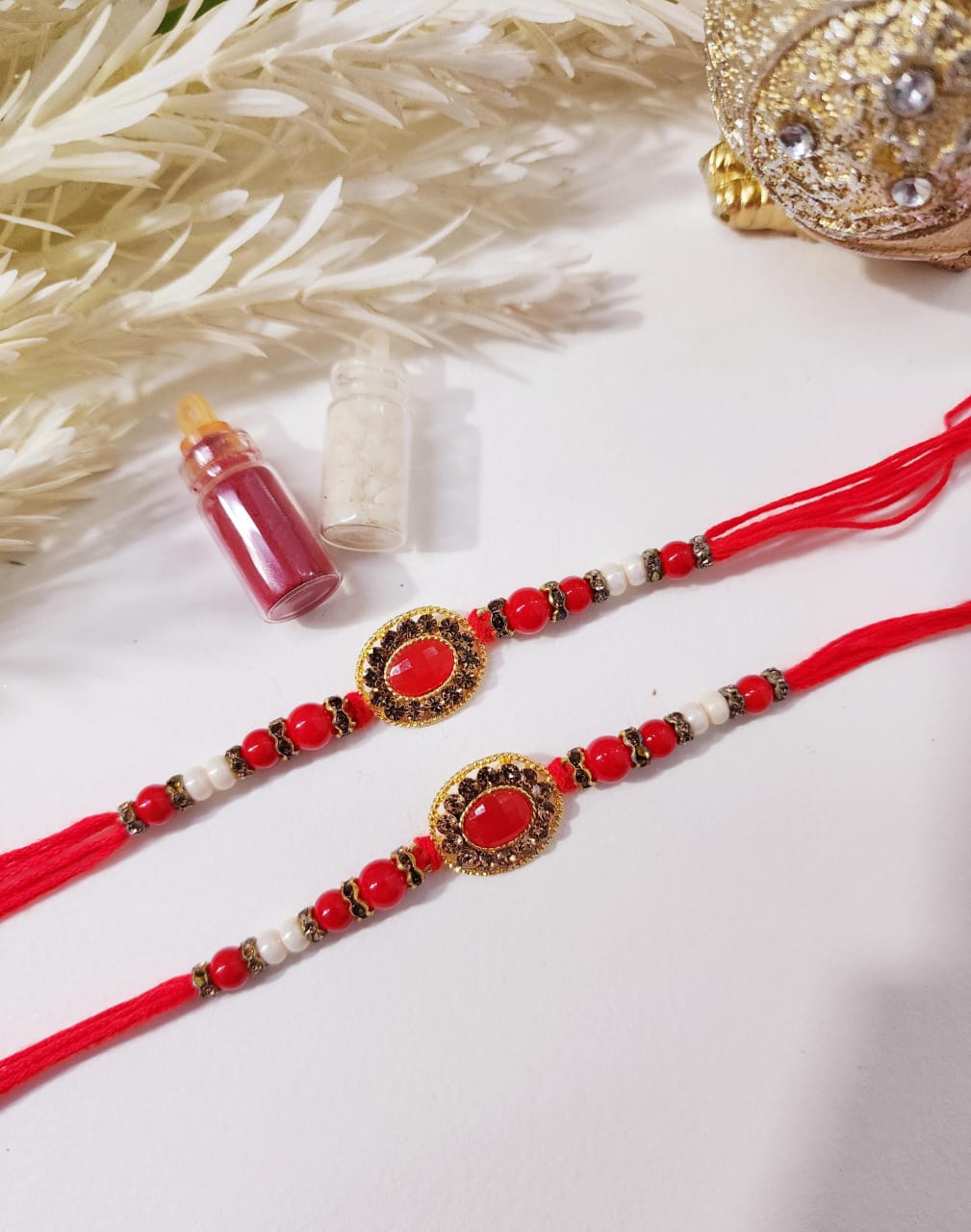 HOK Red Kundan Rakhi