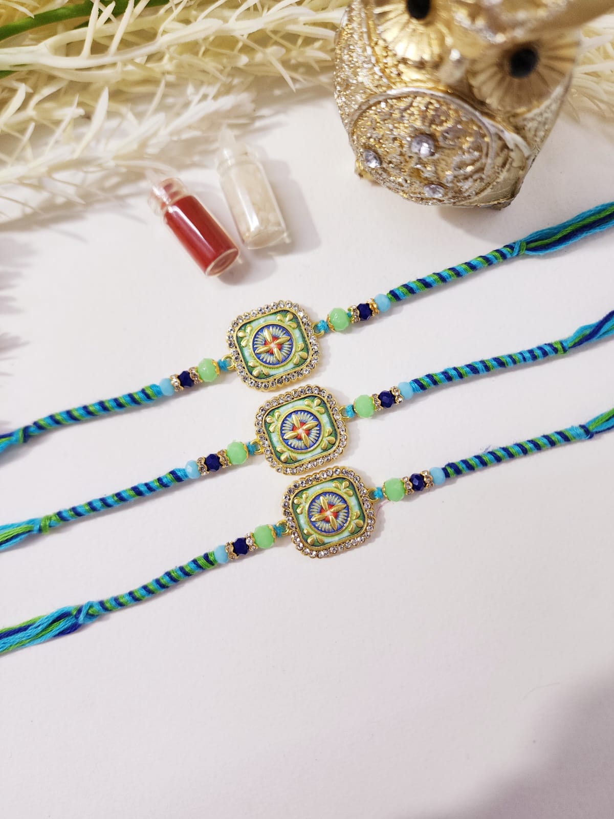 HOK Beautiful Blue Square Rakhi