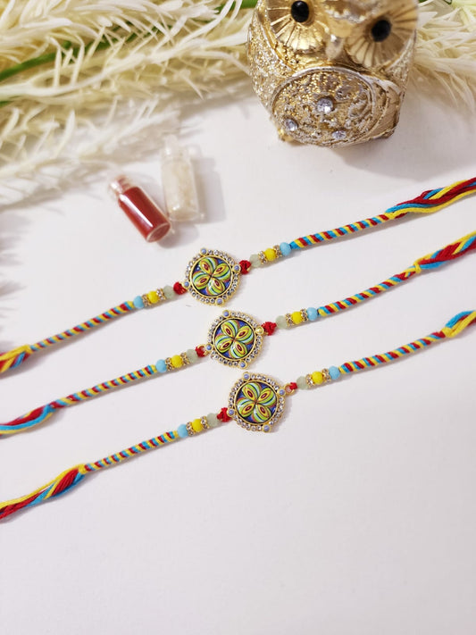 HOK Beautiful Multicolor Rakhi with Designer Thread