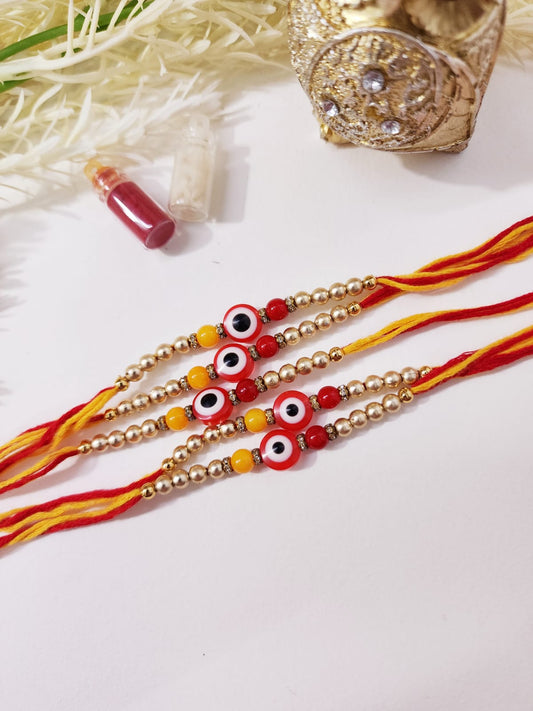 HOK Red-Golden Evil Eye Rakhi