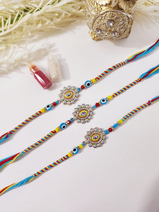 HOK Blue-Yellow Evil Eye Rakhi