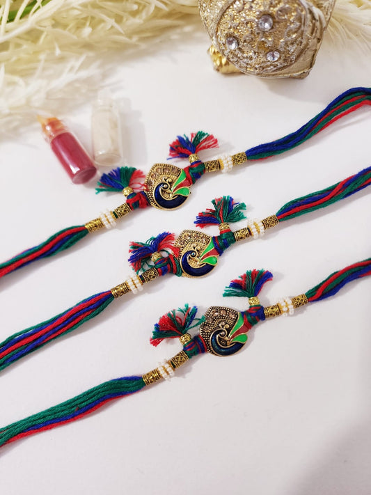 HOK Beautiful Peacock Design Colorful Rakhi