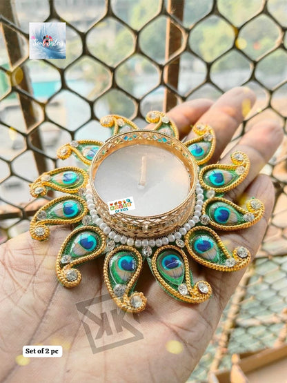 HOK Peacock Theme Diya Pair