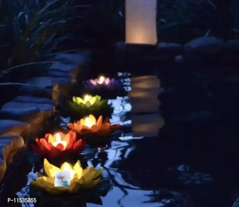 HOK LED Floating Lotus with water Sensor- Pack of 6pc