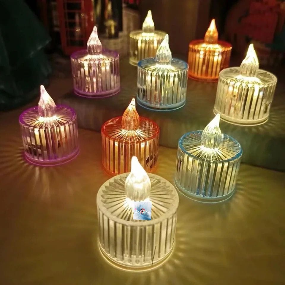 HOK Transparent Crystal LED Tealight Candles- Pack of 6pc