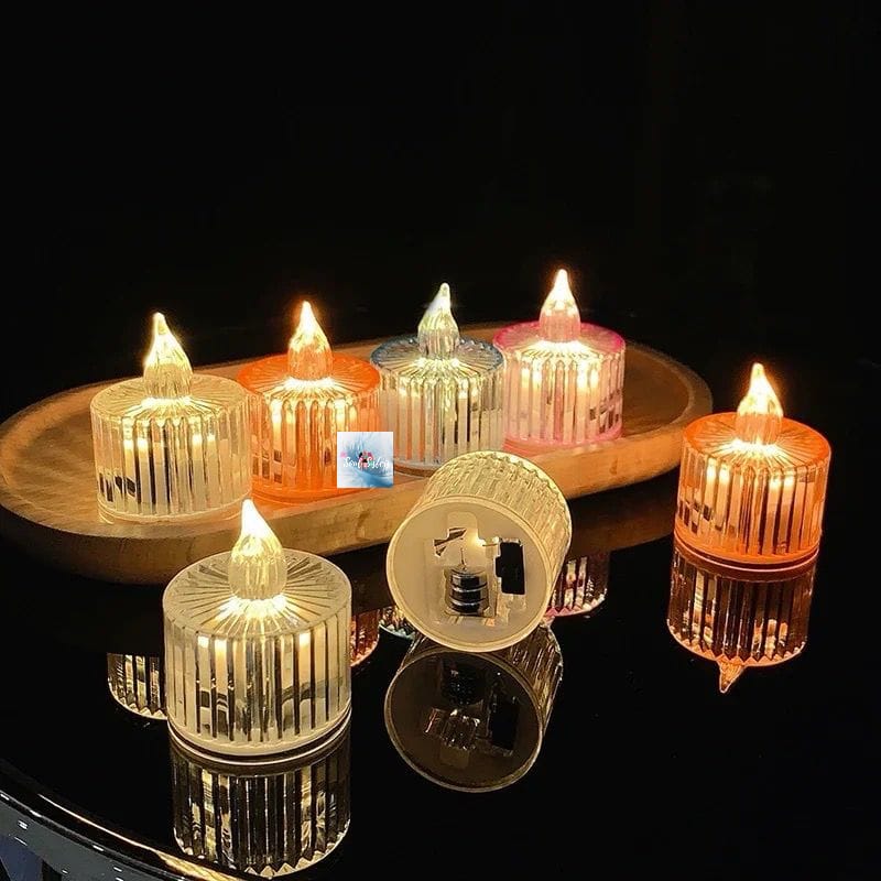 HOK Transparent Crystal LED Tealight Candles- Pack of 6pc